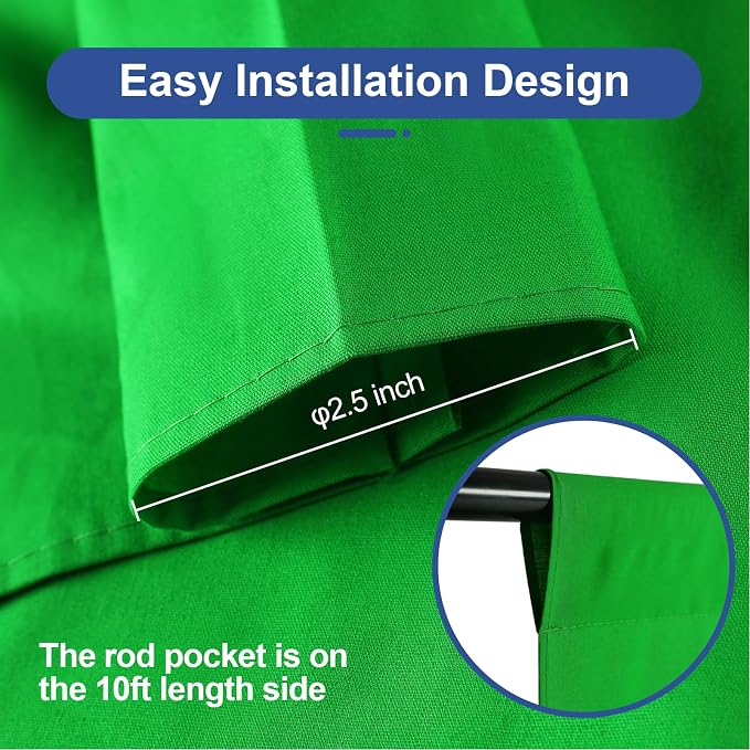 EMART Green Screen Backdrop, 10 x 12 Ft Photography Greenscreen Background Sheet Fabric Kit for YouTube Video Streaming Zoom, Small Photo Chromakey Muslin Cloth Curtain with 4 Clip