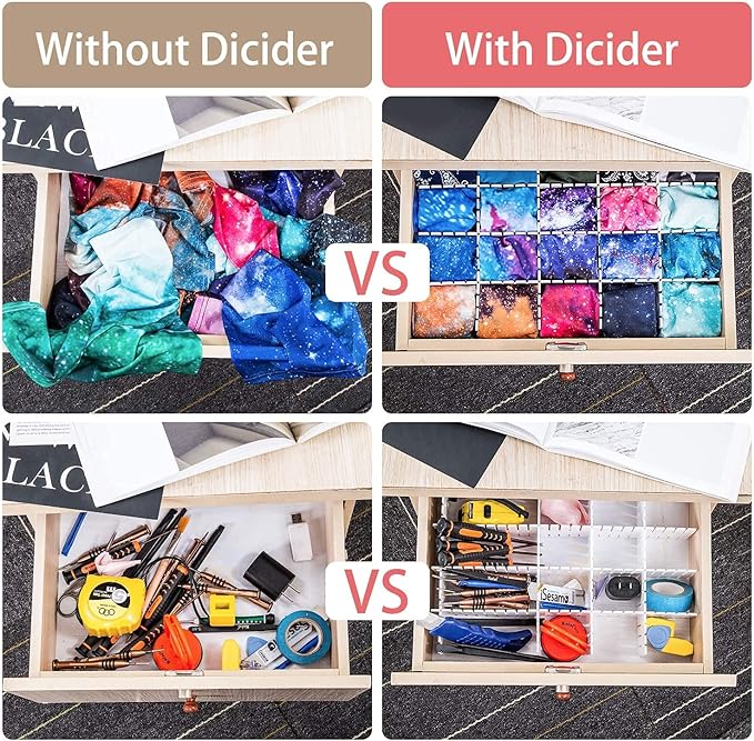 40Pcs Drawer Dividers, Adjustable Drawer Organizer for Socks, Underwear, Makeup, Can Help Tidy Kitchen, Bedroom, Dresser Pink