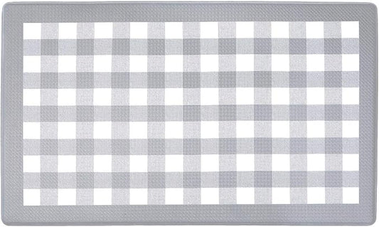 Anti-Fatigue Floor Comfort Mat - 18 x 30 Inch (Buffalo Check Grey) - Waterproof Non-Slip Rug - Easy to Clean Cushioned Mat for Kitchen, Bathroom, Standing Desk & Office - Achim Home Decor