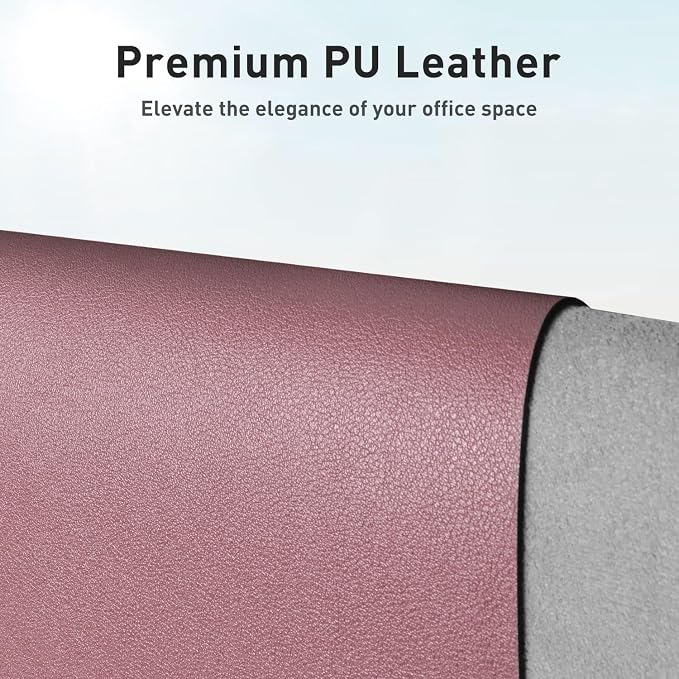 Bloss Dark Red Desk Mat, Large Mouse Pad, Non-Slip Desk Protector Mat, Leather Desk Blotter, Waterproof Desk Pad for Make Up Desk/31.5×15.7 Inch