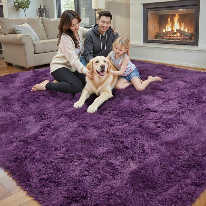 Rugs for Living Room 6x9, Alfombras para Salas Shag Large Plush Soft Area Rug, Shaggy Carpets for Bedroom,Home Decor Aesthetic(Grape Purple, 6 x 9)