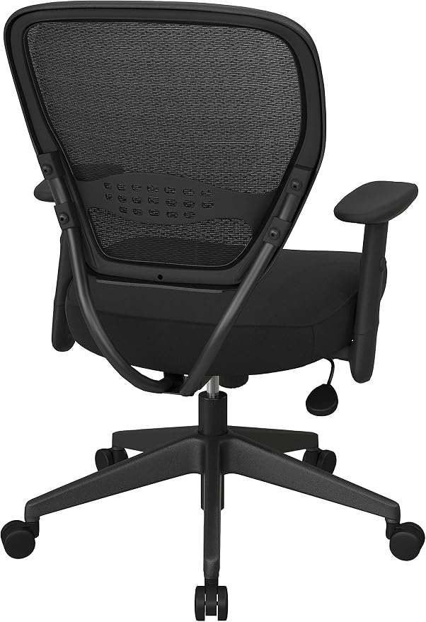 Space Seating 55 Series Professional Dark Air Grid Back Adjustable Manager's Chair with Lumbar Support and Padded Seat, Icon Black Fabric