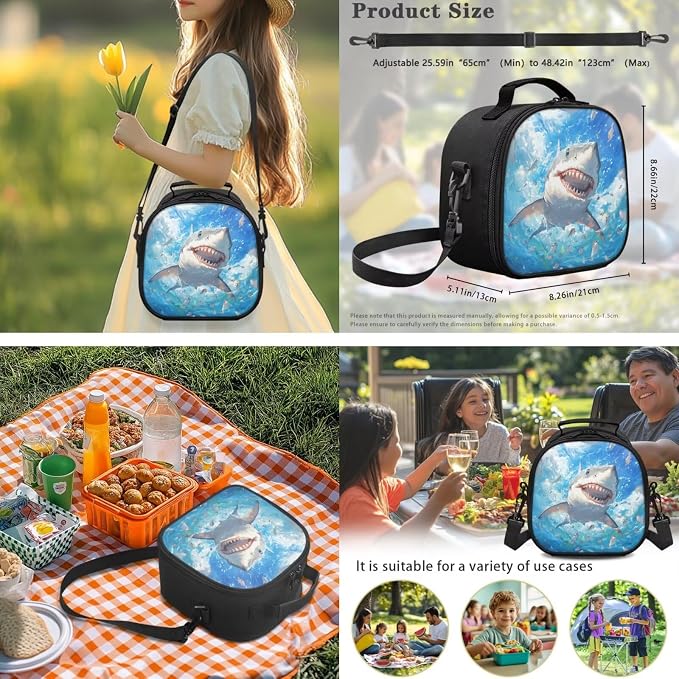 Ystardream 4 Pcs Boys Backpack with Lunch Box Elementary School Cartoon Shark Backpack with Comfortable Adjustable Straps School Bag with Pencil Box & Water Bottle Sleeve for Boys&Girls Student