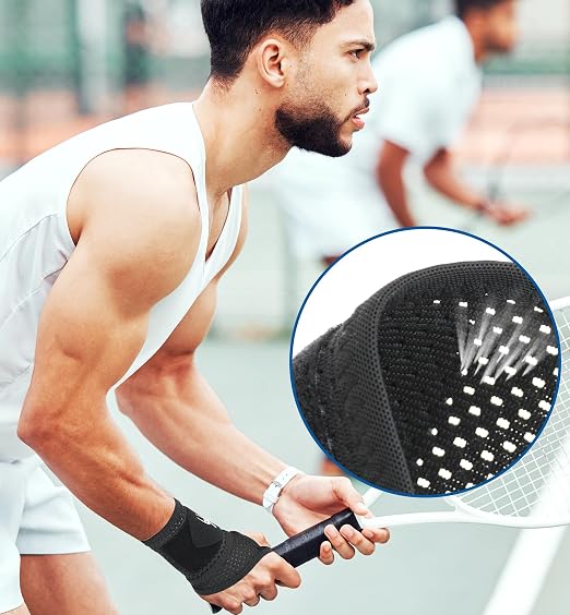 HiRui 2-Pack Ultra-Thin Mesh Wrist Wraps - Breathable, Adjustable Wrist Support for Workouts & Daily Use - Unisex Wrist Brace for Pain Relief, Tendonitis, Carpal Tunnel - One Size Fits All (Black)
