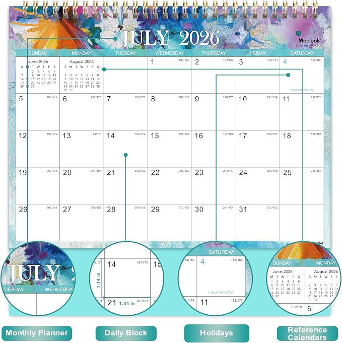 2026-2027 Desk Calendar - Standing Flip Desktop Calendar 2026-2027, JUL 2026 - DEC. 2027, 9.8" x 8.3", Desktop Calendar, Memoranda Lined Pages with Thick Paper, Strong Twin-Wire Binding