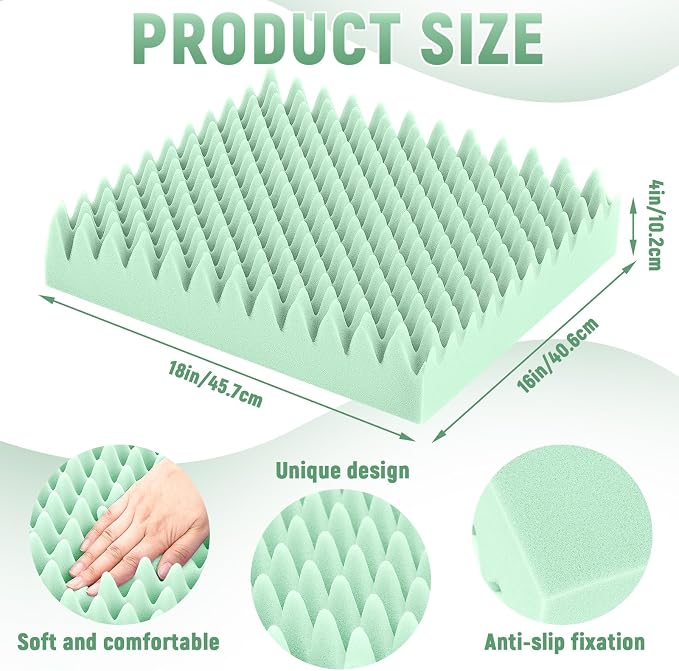 Geiserailie 2 Pcs Egg Foam Pad Eggs Chair Cushion to Relieve Back Foam Seat Cushion Chair Accessories Pad for Office Recliner Wheelchair Home Car (18 x 16 x 4 Inches Egg-Shaped,Light Green)