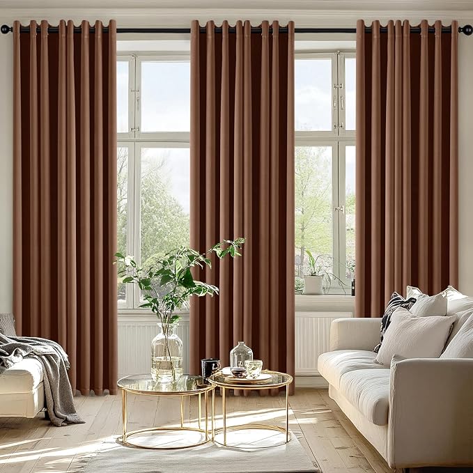MIULEE Blackout Curtains for Bedroom Living Room 2 Panels, Thermal Insulated Room Darkening Drapes Grommet Noise Reducing Light Blocking Window Treatments 84 Inches Long 50x84 Inch Mocha Brown