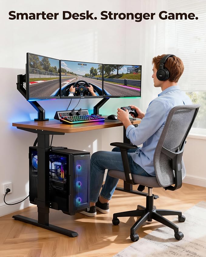 TOPSKY Dual Motor Electric Standing Desk Frame, Height Adjustable Sit Stand Base for Home Office, Fits Table Tops up to 70.8 x 31.5 Inch, 225 lb Capacity (Black, with CPU Stand)