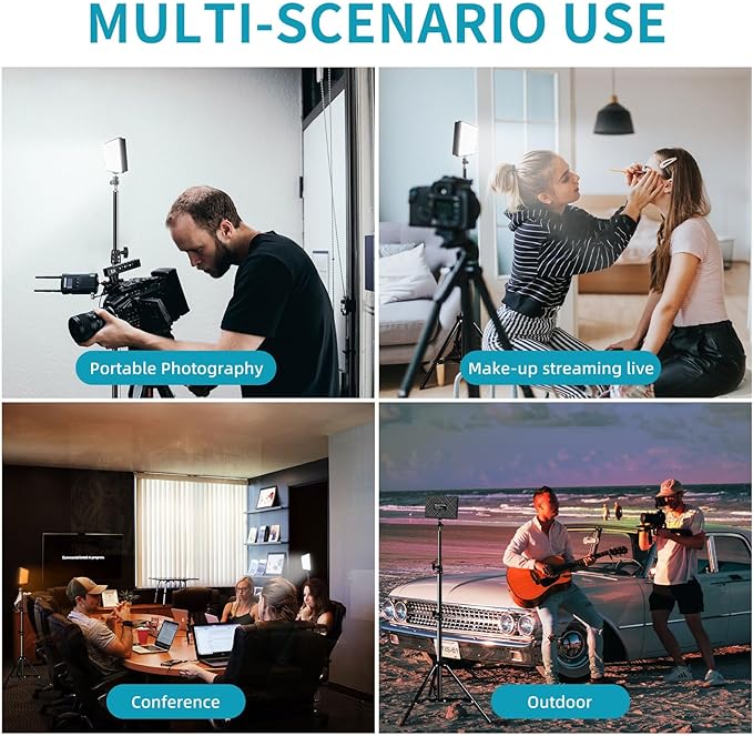 LED Video Light Kit 2Pcs, Hagibis Studio Lights 18 Color Filters for Photography Lighting with Adjustable Tripod Stand Streaming Lights for Photo Camera Recording Computer Zoom Stream TikTok YouTube