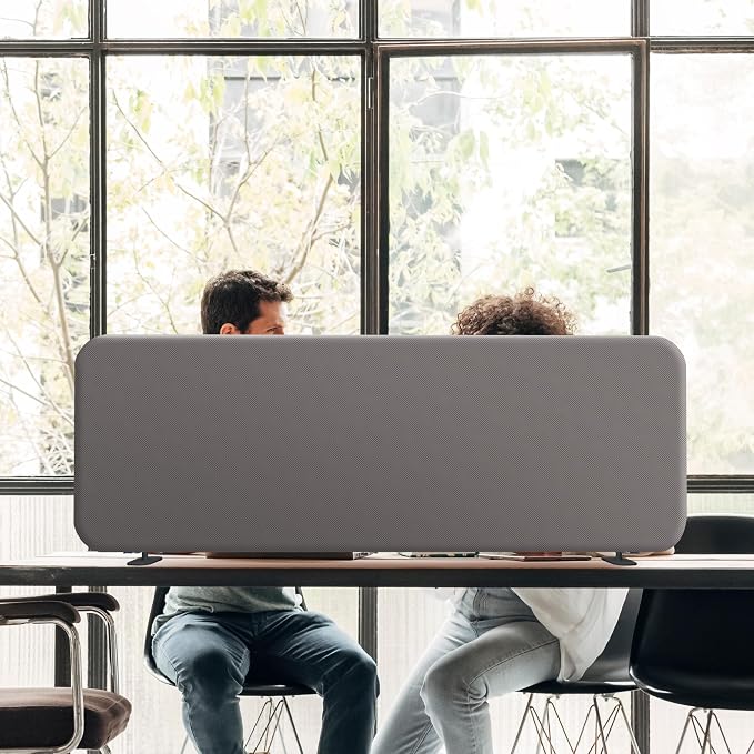 DECOLAB Desk Dividers, Standing Table Divider Panel for Home, Office, Student, Classroom, Freestanding, Anti-Scratch, 48"x18", Sterling