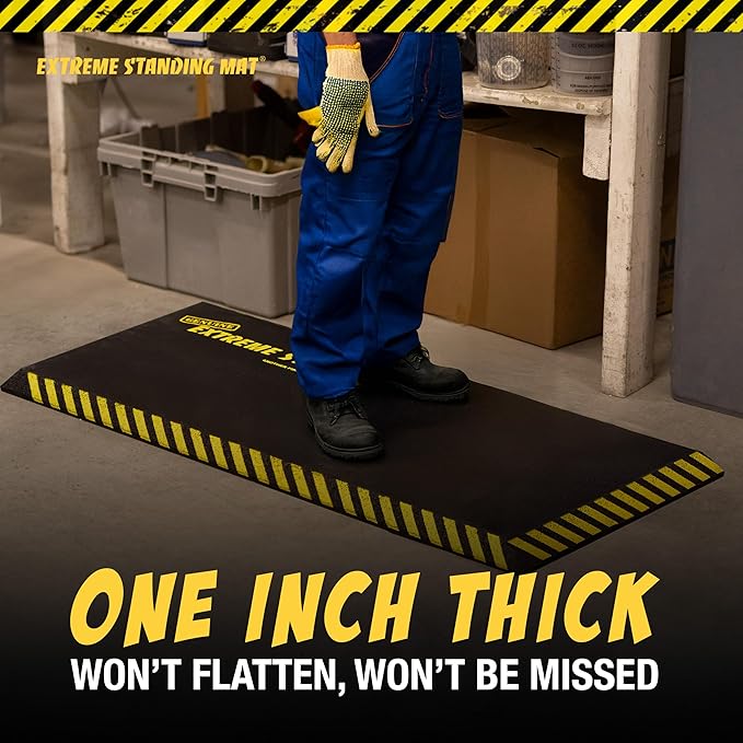 18” x 36” - 1” Thick | Anti Fatigue Mats for Standing | Industrial Antifatigue Mat with Safety Stripes | Anti Fatigue Mat for Workplace, Kitchen Standing Mat