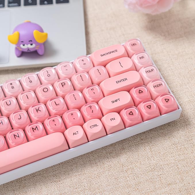Guffercty kred Jelly Liquid Foundation Keycaps Set 132 PCS,HOA Profile PBT Cute Keycaps 75 Percent Compatible with Cherry MX Switch 60% 65% 75% 100% Mechanical Keyboards (Pink Liquid Foundation)
