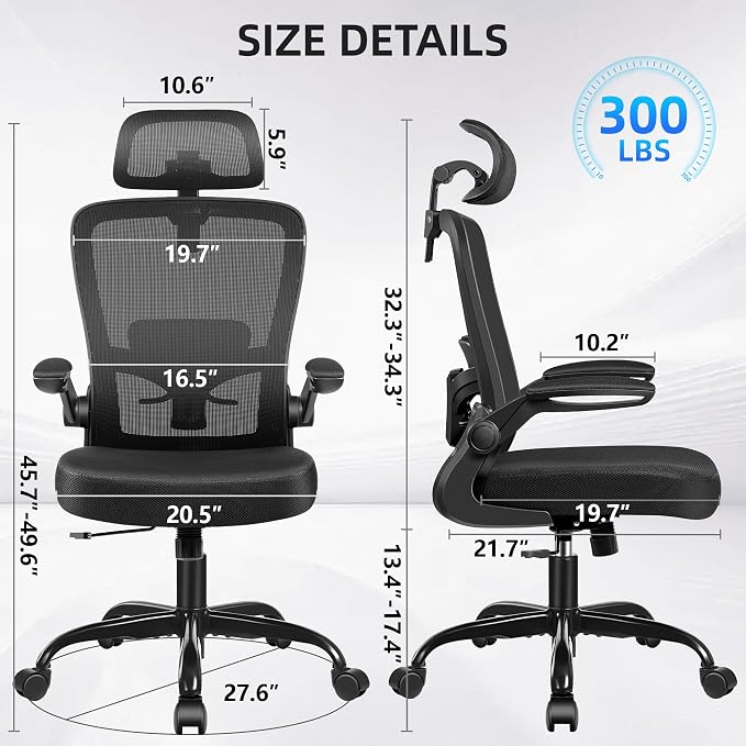 FelixKing Office Chair, Desk Chair with Adjustable Lumbar Support, Ergonomic Computer Chair with High Back and Armrest, Adjustable Height Gaming Chair Home Office Swivel Chair, Pack of 5, Black