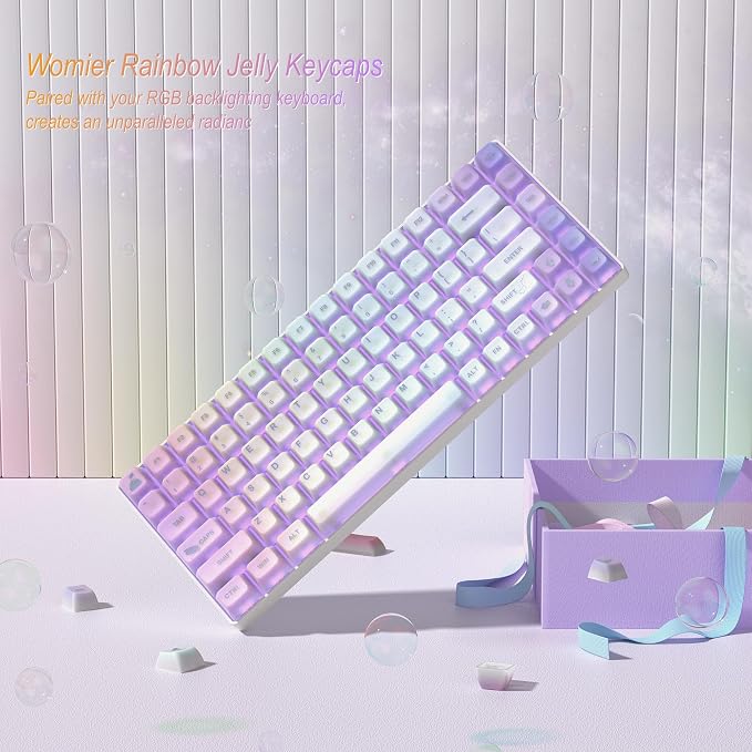 Womier Keyboard Keycaps Jelly - Shine Through keycaps, Transparent Clear Key Cap, Custom 60 65 75 100 Percent for Cherry MX, Outemu, Gateron Mechanical Keyboards (MDA Profile-Starry Sky)