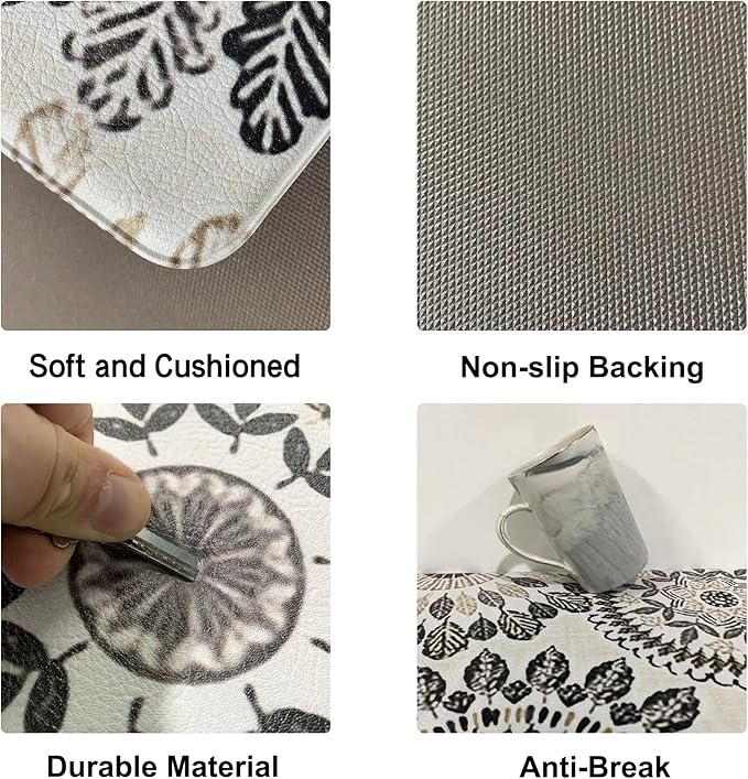Sofort Kitchen Mat, Cushioned Anti Fatigue Kitchen Rug Set, 2 Pieces Non Slip Waterproof Kitchen Mats for Floor, Comfort Heavy Duty Standing Mat for Kitchen, Laundry, Sink, Office, Desk