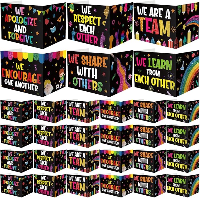 Honoson 24 Pcs Bulk Inspirational Privacy Folders for Students Cardboard Test Privacy Boards Motivational Words Desk Dividers Shield for Classroom School Study Supplies, 6 Styles (Unity)