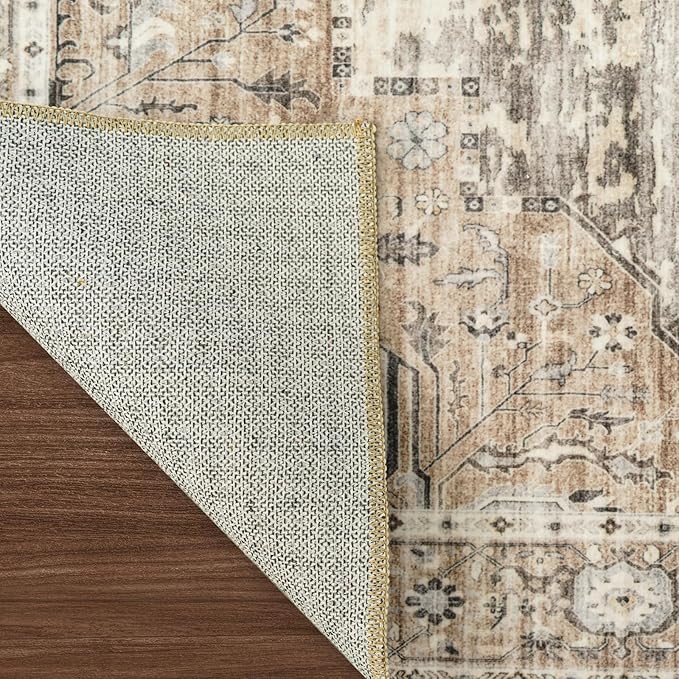 RUUGME Soft 3x3 Rug Living Room - Throw Rugs for Bedroom Vintage Tribal Rugs for Married Woman in Bedroom Kitchen with Non Slip Backing Home Decor 3x3 Beige