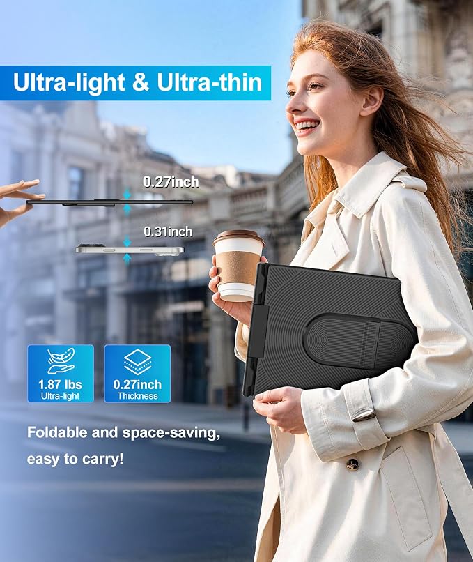 Cevaton 14.2" Laptop Screen Extender, 1.87 lbs Ultra-Thin Portable Monitor for Laptop, 1080P FHD Lightweight Travel Monitor for 14"-17.3" Laptops, Plug & Play, Compatible with Mac/Chrome/Wins/Android