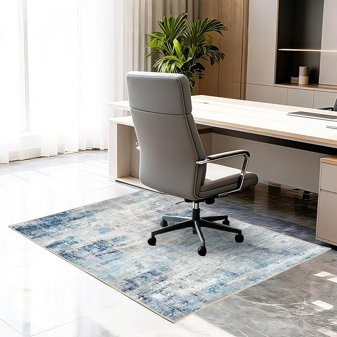 Office Chair Mat for Hardwood Tile Floor, 36"x48"Anti-Slip Under Desk Carpet Protector for Rolling Computer Chair Mat, Machine Washable Office Area Carpet (Chenille,Grey)