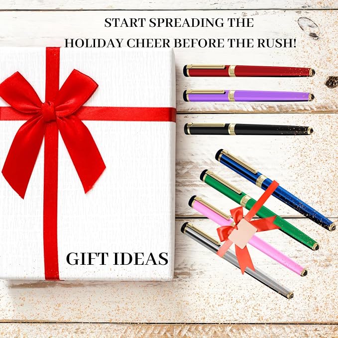 Dryden Designs Fountain Pen Medium Nib Gift Pouch - with 24 Ink Cartridges - MCM (Intense Black)