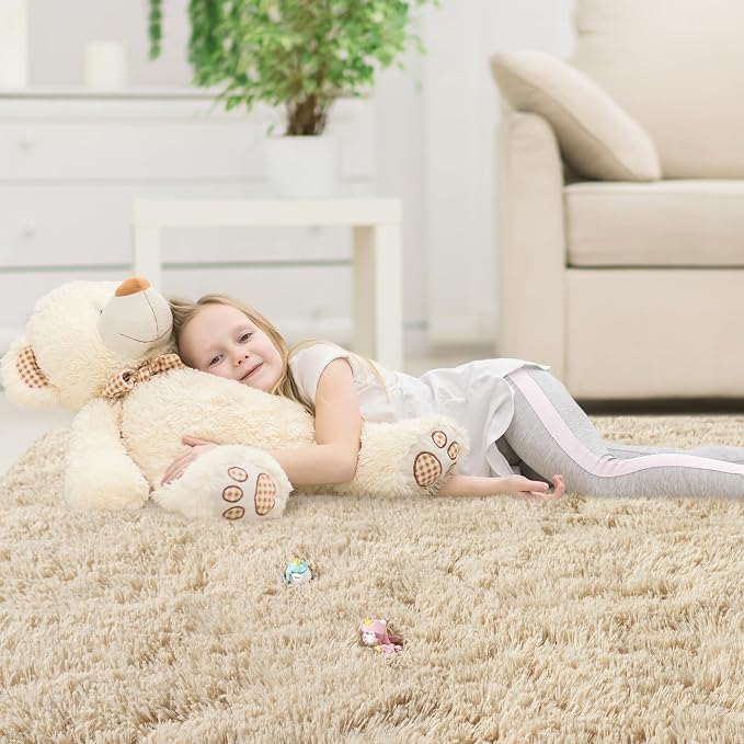6x9 Area Rugs for Living Room, Fluffy Shaggy Rug Soft Carpets, Rugs for Bedroom Nursery Kids Room Dorm Home Decor Aesthetic, Light Tan