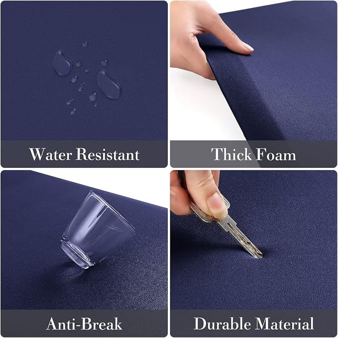HappyTrends 2 PCS Kitchen Mat Cushioned Anti-Fatigue Floor Mat, Heavy Duty Ergonomic Comfort Foam Standing Mat, Waterproof Non-Slip Kitchen Rugs for Home, Office, Laundry,Navy