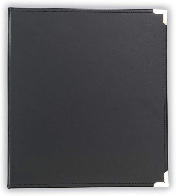Samsill Classic Collection Leather 3 Ring Binder, Executive Presentation Portfolio, 0.5 Inch (Holds 100 Sheets), Brass Round Ring, Black