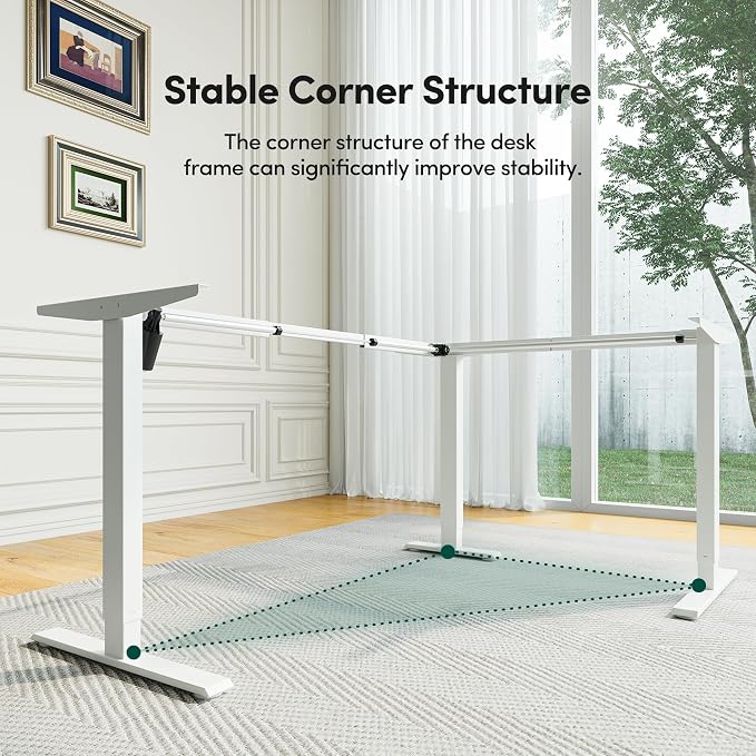 CubiCubi L Shaped Standing Desk with Drawers 63 x 48 Inch Adjustable Height, Electric Corner Desk with Storage, Sit Stand Home Office Desk with Splice Board, Light Walnut