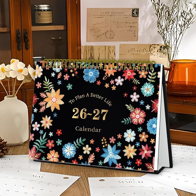 Small Desk Calendar 2026-2027 - Standing 2026 Desk Calendar, APR.2026 to JUN.2027, 8" x 6", Monthly Flip Desktop Calendar with Stickers, Your Personal Desk Planner for Home Office