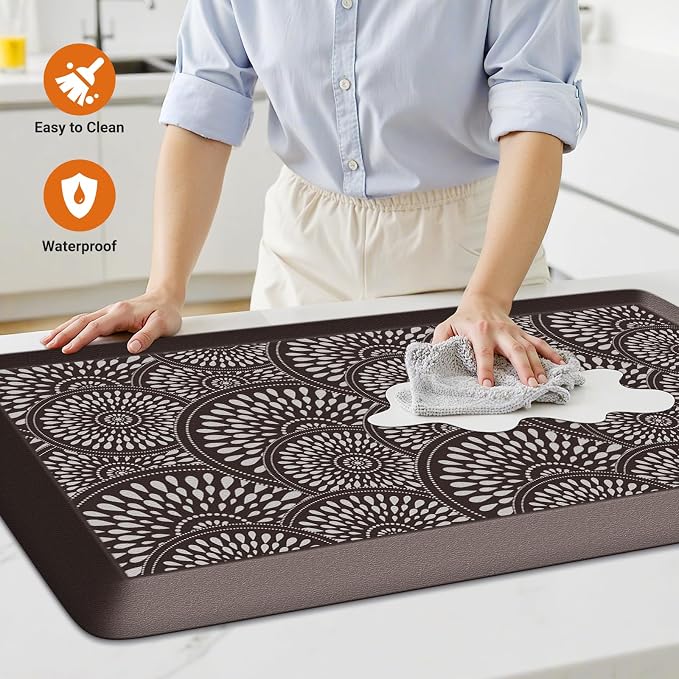 Mattitude 4/5 Inch Kitchen Mat, 20x39in Heavy Duty Ergonomic Comfort Foam Standing Desk Mat, Waterproof Non-Slip Standing Mats and Rugs for Kitchen, Office, Chocolate