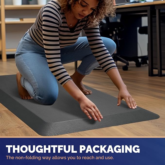 FEATOL Anti Fatigue Mat for Standing, 9/10 Extra Thick Ergonomic Standing Desk Mat, Comfort Memory Foam Standing Mat at Home,Office All Day (20" x 59", Grey, 1PC)