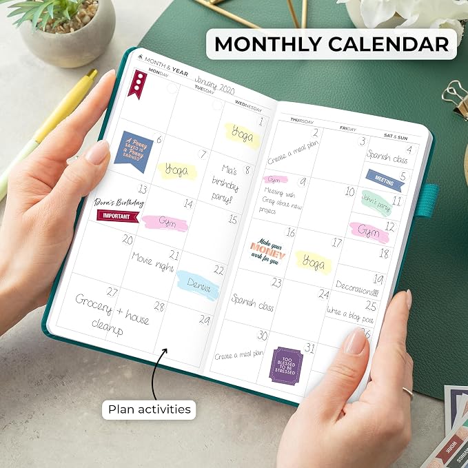 Clever Fox Pocket Planner Weekly – Undated Monthly Goal Planner and Calendar, Mini Planner Perfect for Purse, 3.7x6.7" (Dark Teal)