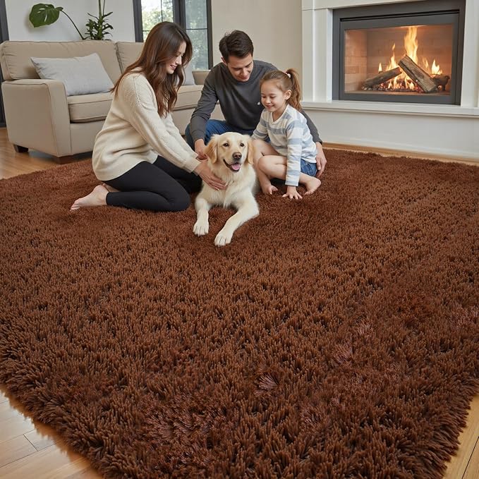 Rugs for Living Room 6x9, Alfombras para Salas Shag Large Plush Soft Area Rug, Shaggy Carpets for Bedroom,Home Decor Aesthetic(Coffee, 6 x 9)