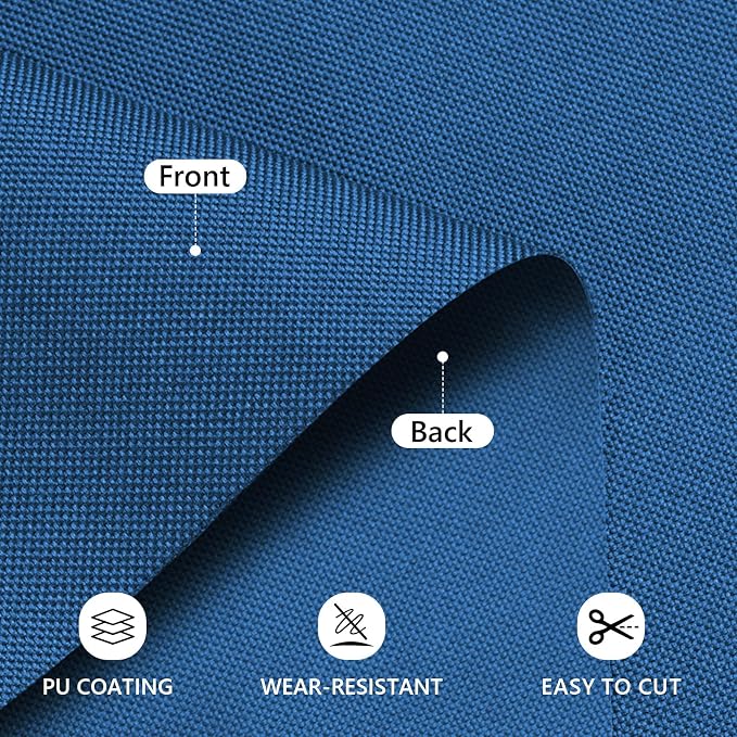 Waterproof Canvas Fabric by The Yard 58inch 600D Upholstery Material Polyester Fabric Outdoor Water Resistant Fabric for Sewing Chair Patio Cushion Purse Bag Interior, 12 Yard Ocean Blue