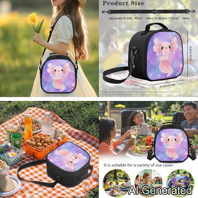 Ystardream Large Capacity Backpack for Boys Galaxy Axolotl Backpack and Lunch Box Set 4 Piece Student Back To School Book Bag with Soft Pencil Case,Water Bottle Covers for Teens Kids Daily Use