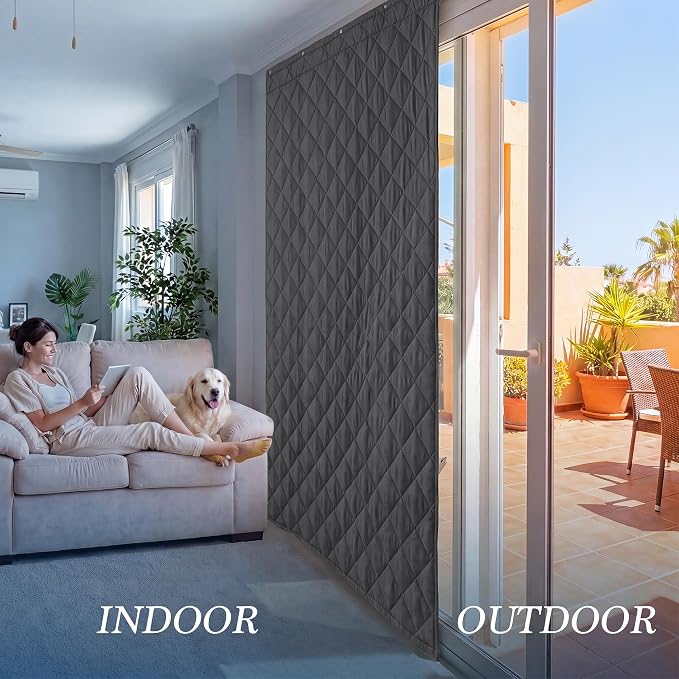RYB HOME Summer Heat Blocking Thick Quilted Insulated Curtains, Thermal Insulated Curtains Room Divider for Energy Saving Window Treatment for Bedroom Living Room, W42 x L82, Grey, 1 Panel