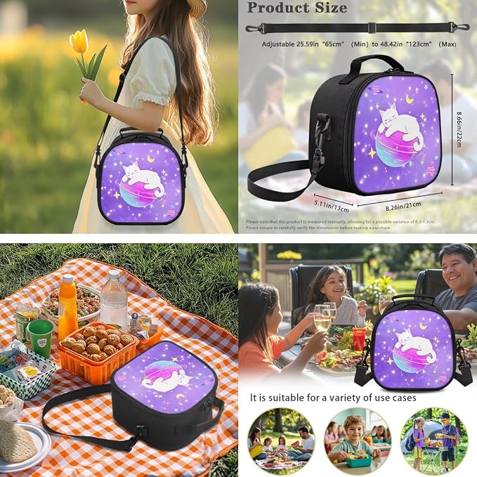 Ystardream Starry Sky Cat Backpack for Girls School Backpack With Lunch Box 17 Inch School Bags for Girls Students 14 inch Laptop Bookbags for Teens 4 in 1 Pencil Case&Water Bottle Sleeve Set