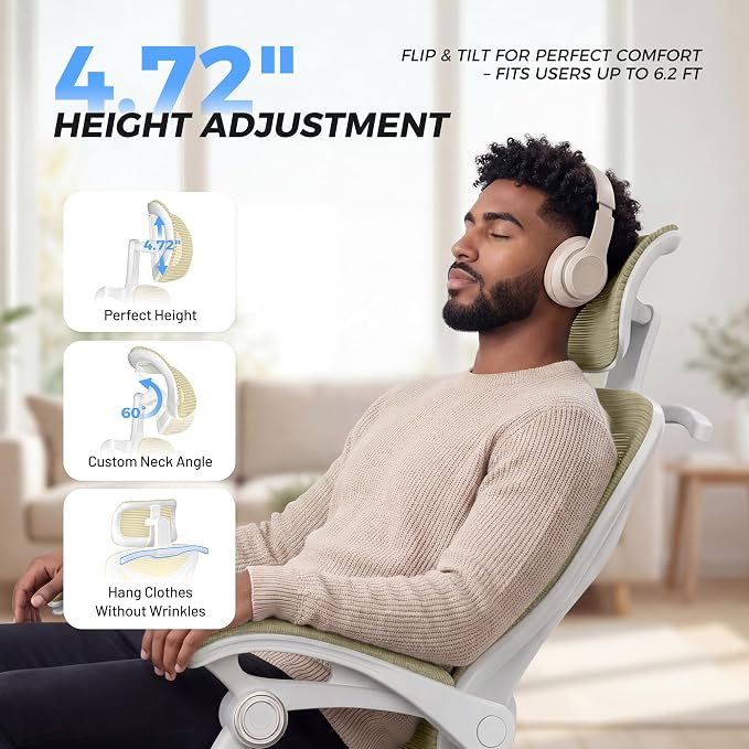 Ergonomic Office Chair - Adjustable Lumbar & Headrest, 90-160° Reclining with Footrest, Breathable Mesh Back - Home Office/Gaming Computer Chair