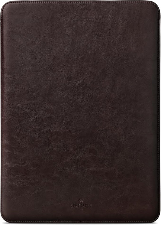 Comfyable Laptop Sleeve 15 Inch Precisely Compatible with MacBook Air 15" M5 M4 M3 M2 2026, Faux Leather Cover Case, Dark Brown