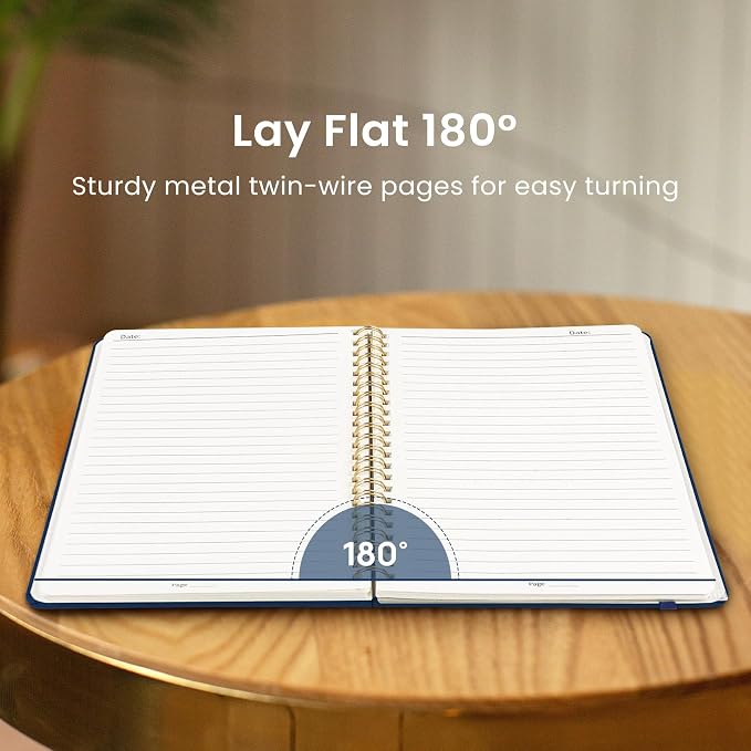 Taja Lined Spiral Journal Notebook for Women & Men, 140 Pages, College Ruled Hardcover Notebook for Work & Note Taking, Journals for Writing, A5(5.7" x 7.9") – Navy