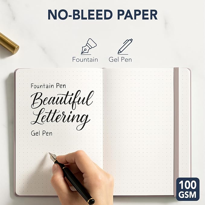 Mr. Pen- Dotted Journal Notebook, A5 Medium Size (5.7"x8.4") | 160 Pages (80 Sheets), Fabric Hardcover, 100 GSM Thick Paper, Bullet Dotted Journal for Planning, Tracking