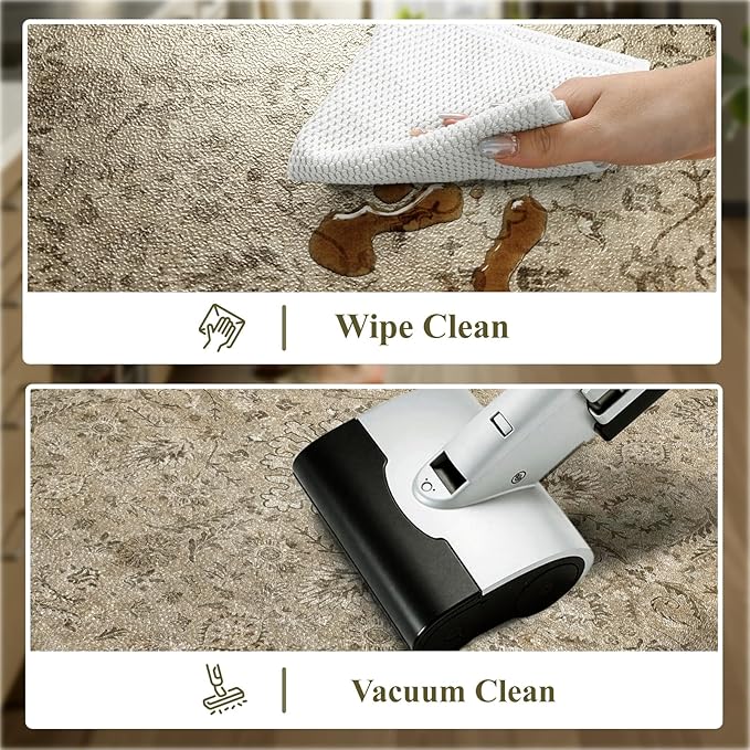 Collive Kitchen Mats for Floor 2PCS, Cushioned Anti Fatigue Rugs Non Slip Waterproof Kitchens Sink Rug, Vintage Floral Comfort Standing Mat for Laundry, Desk, Bar, Office, 17.3''x28''+17.3''x47''