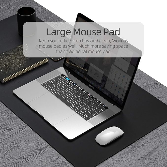 YSAGI Dual-Sided Desk Pad Protector, Desk Mat with Non-Slip - Waterproof PU Leather Office Desk Blotter for Mouse, Keyboard, Writing,35.4" x 17", Black