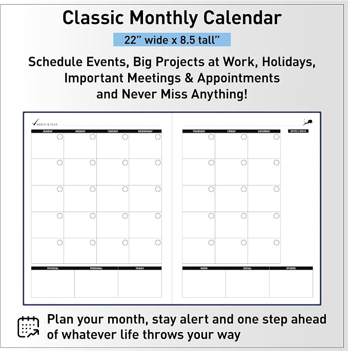 Day Planner - Professional Goal Planner, Calendar & Gratitude Journal to Increase Productivity, Time Management & Happiness - Vegan Leather Softcover, 24 Hourly, Undated 6 Months Work Planner