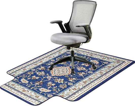 46" X 60" Office Chair Mat for Hardwood and Tile Floors, Under Desk Chair Mat for Carpet Protector Rolling Computer Chairs, Machine Washable Non-Slip Area Rug, Sapphire Blue