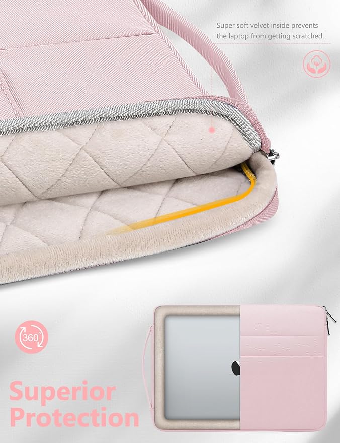 HYZUO 13.3-14 Inch Laptop Sleeve Bag for MacBook Pro 14 M5-M1 Pro/Max A3426 A3427 2026-2021, MacBook Air/Pro 13, 13.8-13.5 Surface Laptop/Book, NoteBook Case for 13" HP Dell Lenovo Asus, Pale Pink