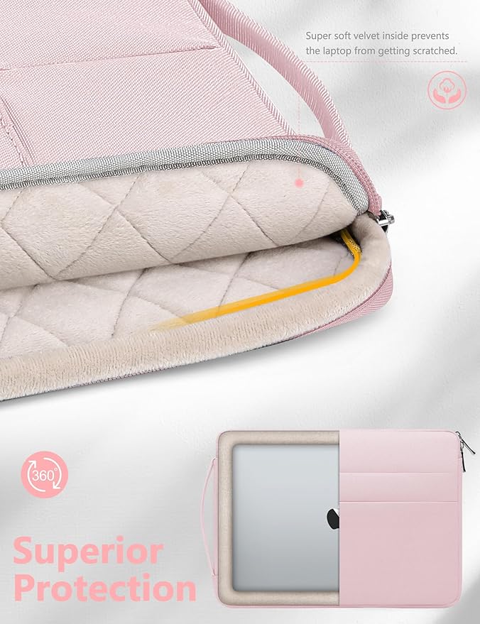 HYZUO 14-15 Inch Laptop Sleeve Bag for MacBook Air 15 M5 A3448 M4 M3 M2 2026-2023, MacBook Pro 15, 15" Surface Laptop, XPS 14/15 Plus, NoteBook Case for 14" HP Dell Lenovo Asus Acer, Pale Pink