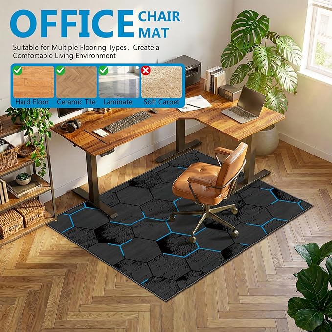 Office Chair Mat for Hardwood Floor & Tile Floor,36"X 48" Heavy Duty Desk Chair Mat for Hard Floors, Under Desk Rug for Rolling Computer Chair,Anti Slip,Low Pile Carpet Floor-Esports Black