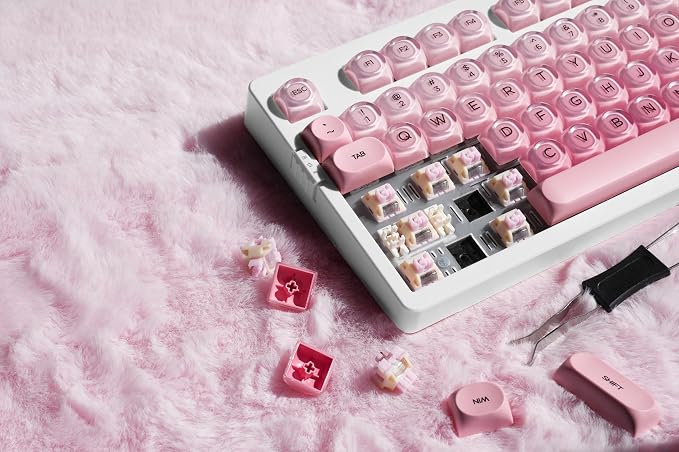 ZORNHER ZH980 Foundation Mechanical Keyboard,95% Pink& White Creamy Keyboard with Number Pad,Cute Jelly MOA Profile Keycaps,Creamy Sounding Linear Switches,Hot-Swappable,RGB Backlit