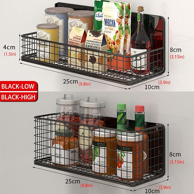 Buyyyit Magnetic Basket Magnetic Fridge Organizer Magnetic Pencil Holder Whiteboard Accessories Home Kitchen Organization (Black-High)